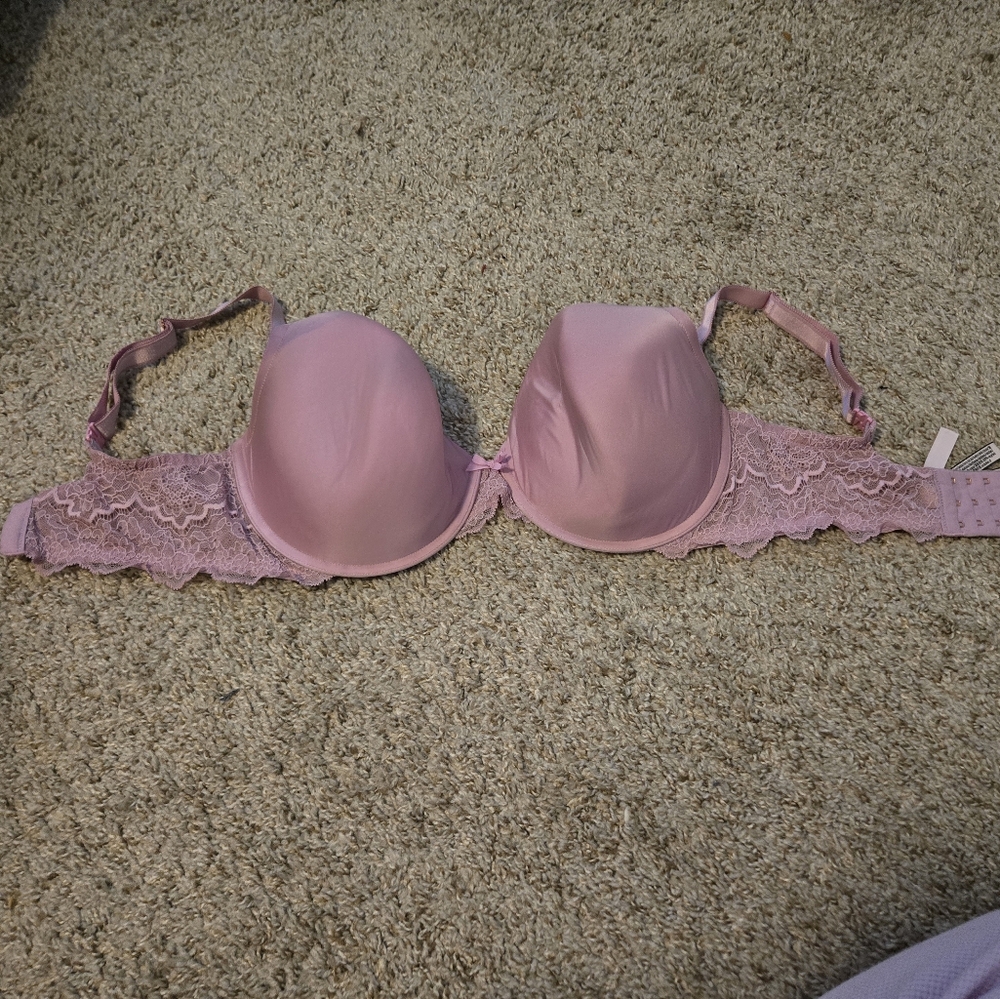 Dream Angels Pink Perfect Coverage Lace Bra Victorias Secret 38ddd 38f Euc